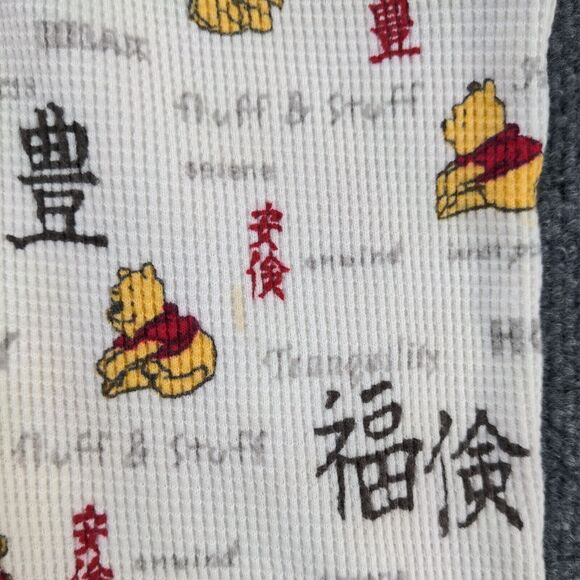 Winnie The Pooh Womens All Over Print Waffle Knit Lounge Pajama Pants White L/XL - Picture 10 of 13